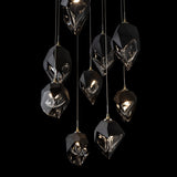 Hubbardton Forge 2023 Modern Brass Black Crystal (BP) Long Chrysalis 9-Light Mixed Crystal Pendant