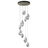 Hubbardton Forge 2023 Modern Brass White Crystal (WP) Long Chrysalis 9-Light Mixed Crystal Pendant
