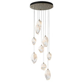 Hubbardton Forge 2023 Modern Brass White Crystal (WP) Long Chrysalis 9-Light Mixed Crystal Pendant