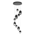 Hubbardton Forge 2023 Ink Black Crystal (BP) Long Chrysalis 9-Light Mixed Crystal Pendant