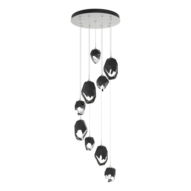 Hubbardton Forge 2023 White Black Crystal (BP) Standard Chrysalis 9-Light Mixed Crystal Pendant