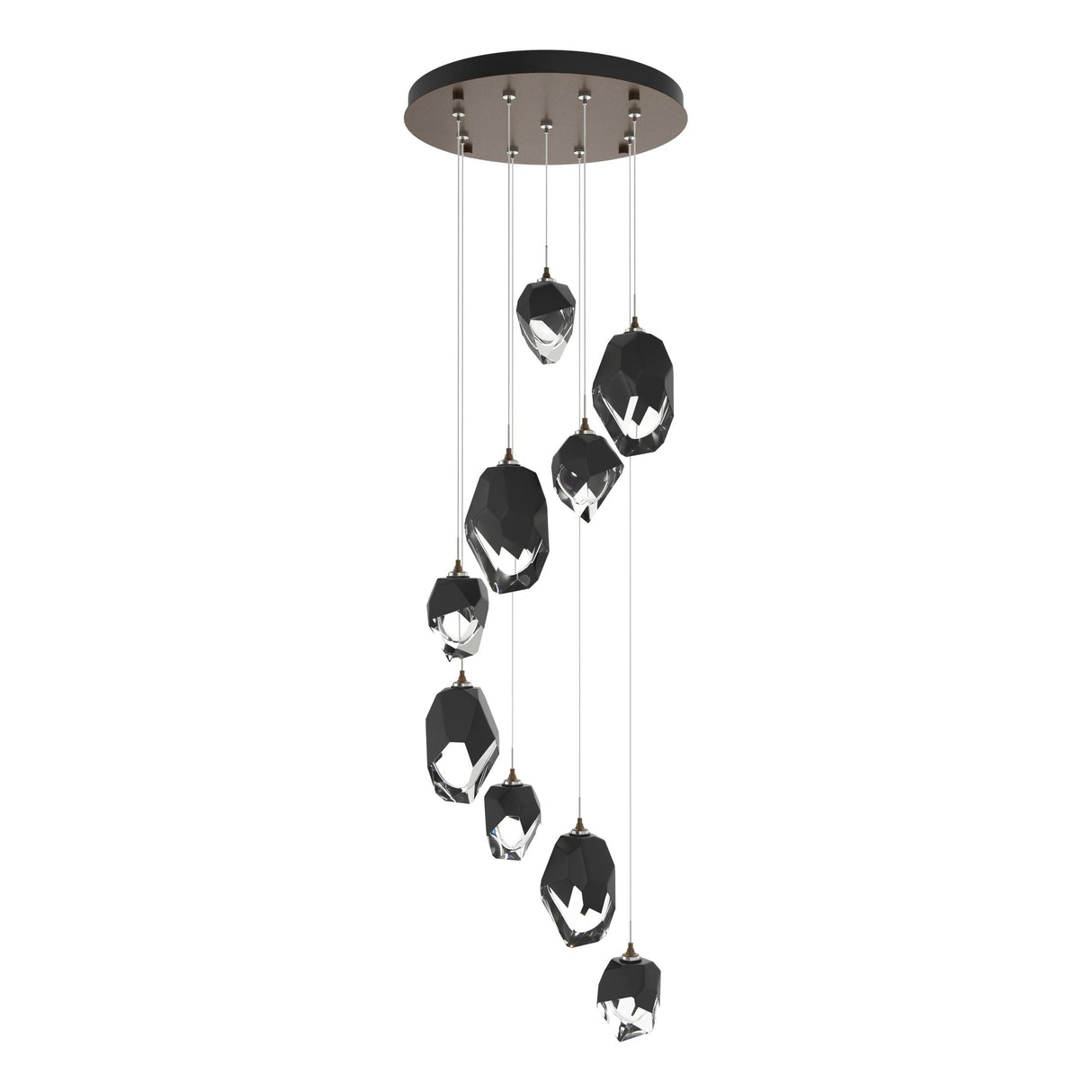 Hubbardton Forge 2023 Bronze Black Crystal (BP) Standard Chrysalis 9-Light Mixed Crystal Pendant