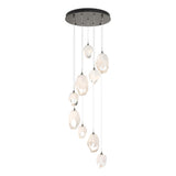 Hubbardton Forge 2023 Dark Smoke White Crystal (WP) Standard Chrysalis 9-Light Mixed Crystal Pendant