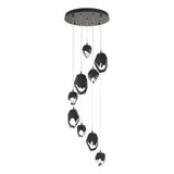 Hubbardton Forge 2023 Oil Rubbed Bronze Black Crystal (BP) Standard Chrysalis 9-Light Mixed Crystal Pendant