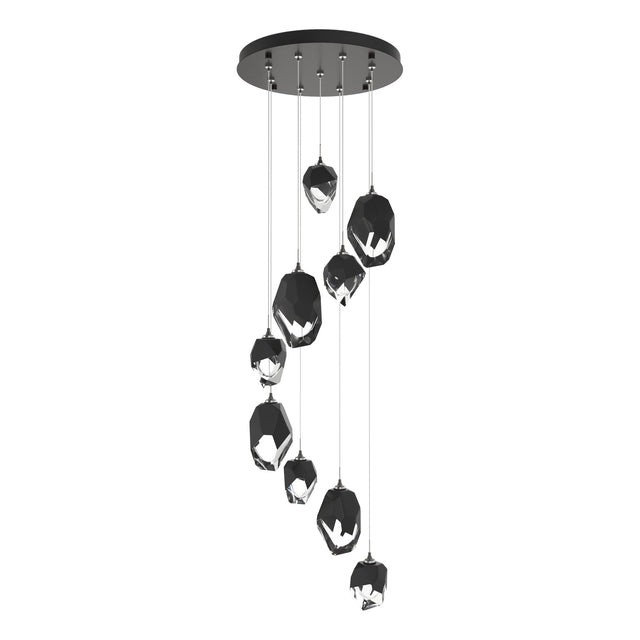 Hubbardton Forge 2023 Oil Rubbed Bronze Black Crystal (BP) Standard Chrysalis 9-Light Mixed Crystal Pendant