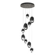 Hubbardton Forge 2023 Natural Iron Black Crystal (BP) Standard Chrysalis 9-Light Mixed Crystal Pendant