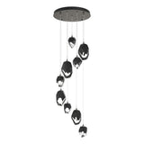 Hubbardton Forge 2023 Natural Iron Black Crystal (BP) Standard Chrysalis 9-Light Mixed Crystal Pendant
