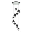 Hubbardton Forge 2023 Vintage Platinum Black Crystal (BP) Standard Chrysalis 9-Light Mixed Crystal Pendant