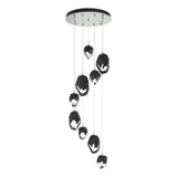 Hubbardton Forge 2023 Vintage Platinum Black Crystal (BP) Standard Chrysalis 9-Light Mixed Crystal Pendant