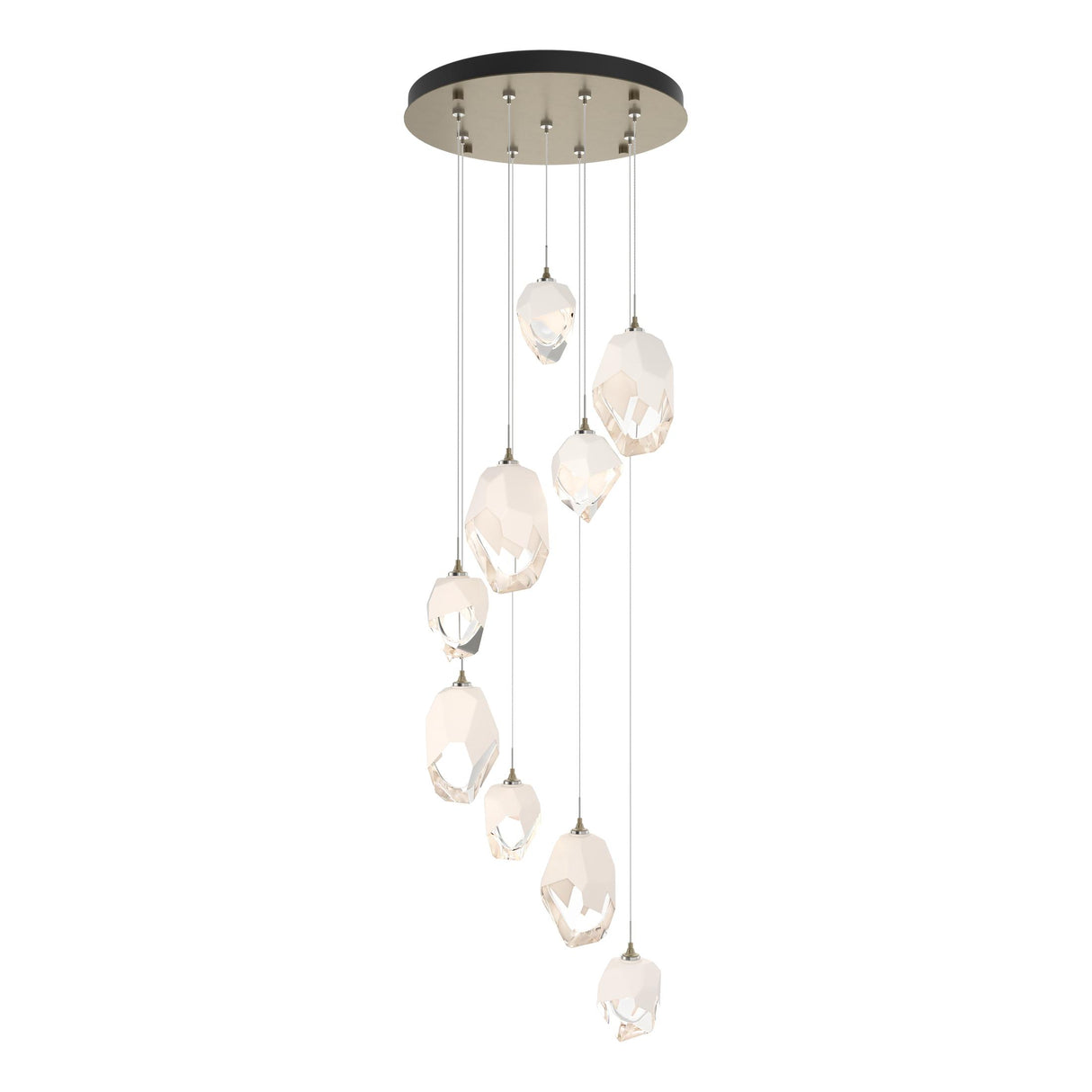 Hubbardton Forge 2023 Soft Gold White Crystal (WP) Standard Chrysalis 9-Light Mixed Crystal Pendant
