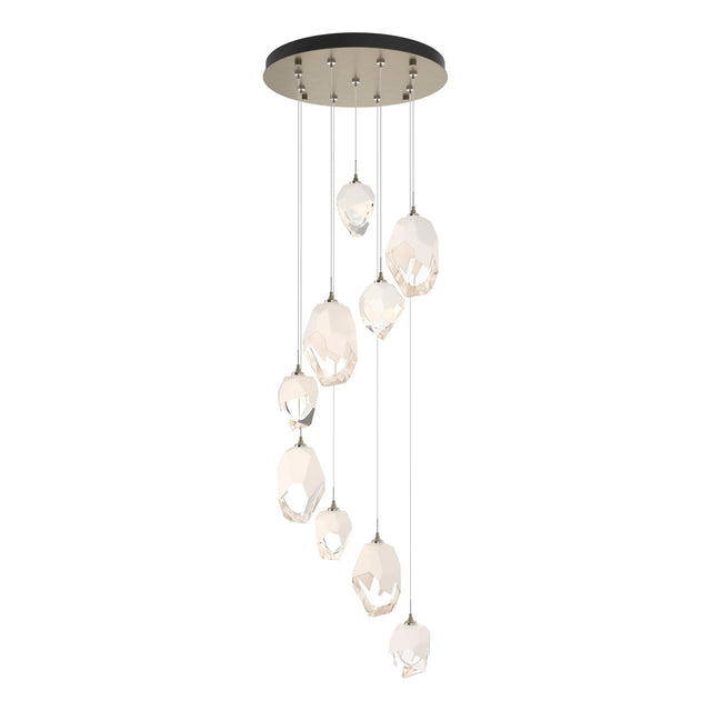 Hubbardton Forge 2023 Soft Gold White Crystal (WP) Standard Chrysalis 9-Light Mixed Crystal Pendant