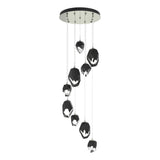 Hubbardton Forge 2023 Sterling Black Crystal (BP) Standard Chrysalis 9-Light Mixed Crystal Pendant
