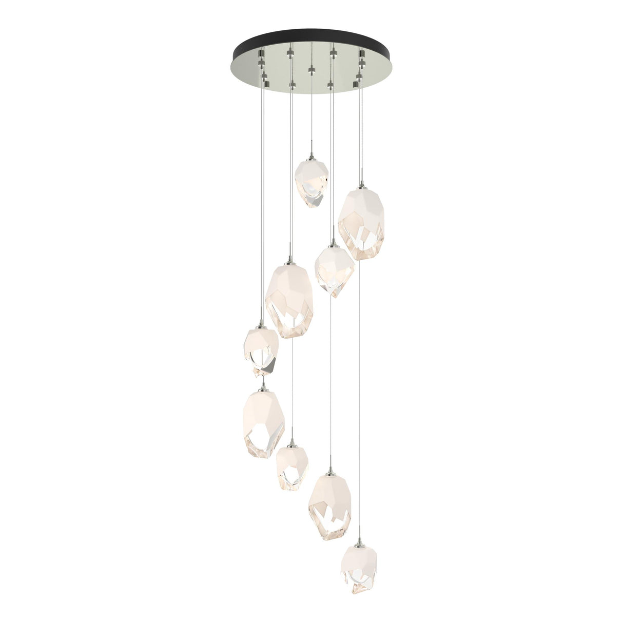 Hubbardton Forge 2023 Sterling White Crystal (WP) Standard Chrysalis 9-Light Mixed Crystal Pendant