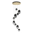 Hubbardton Forge 2023 Modern Brass Black Crystal (BP) Standard Chrysalis 9-Light Mixed Crystal Pendant