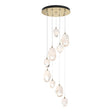 Hubbardton Forge 2023 Modern Brass White Crystal (WP) Standard Chrysalis 9-Light Mixed Crystal Pendant