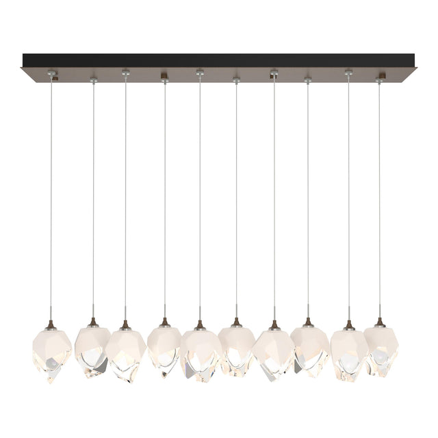 Hubbardton Forge 2023 Bronze White Crystal (WP) Long Chrysalis 10-Light Small Crystal Pendant