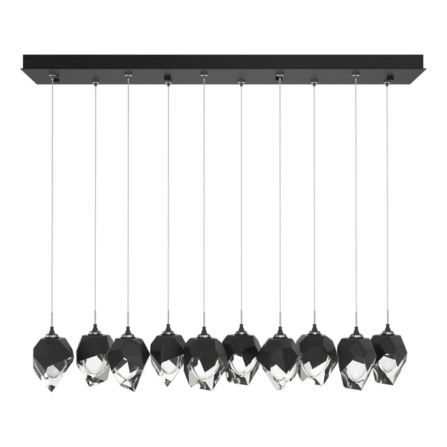 Hubbardton Forge 2023 Black Black Crystal (BP) Long Chrysalis 10-Light Small Crystal Pendant