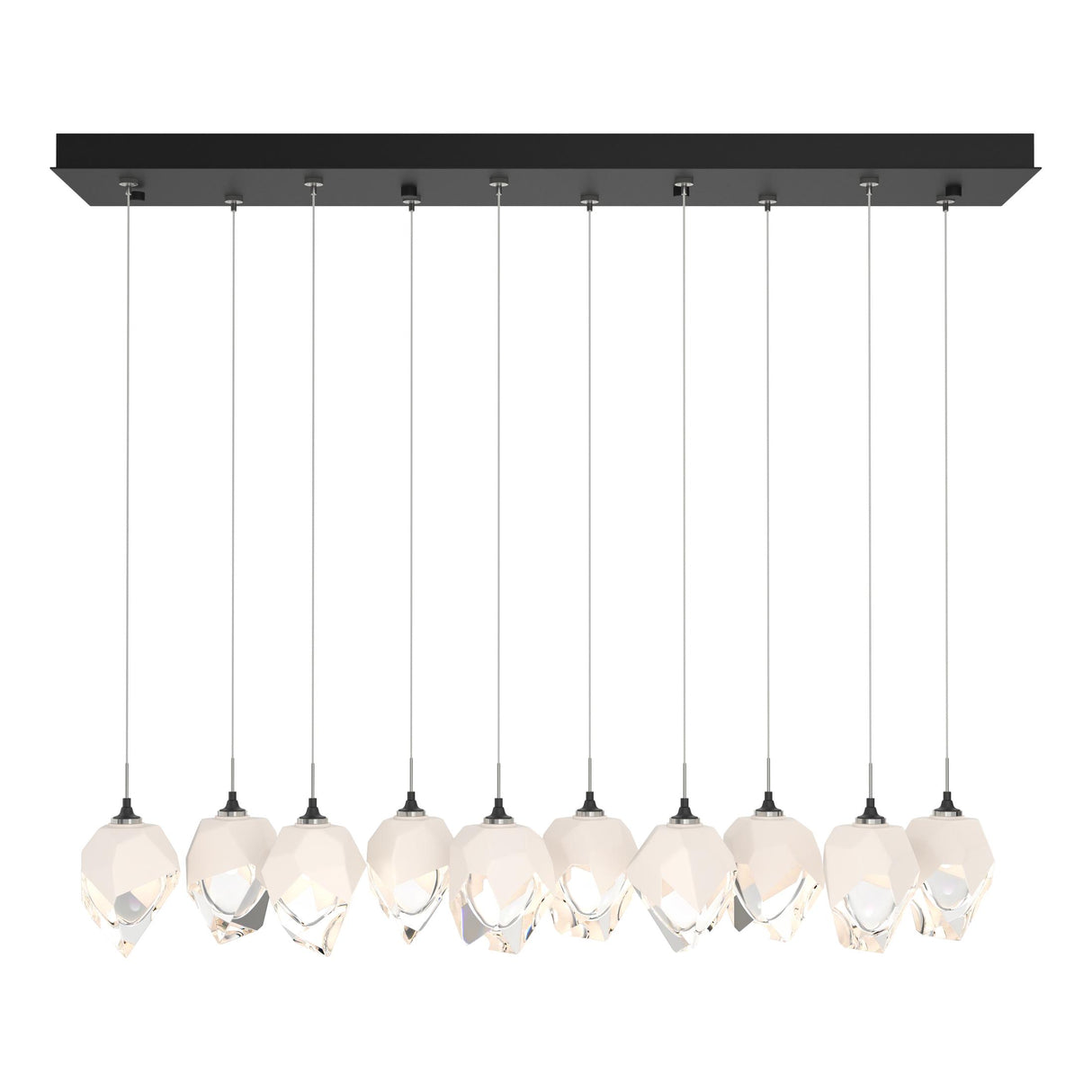 Hubbardton Forge 2023 Black White Crystal (WP) Long Chrysalis 10-Light Small Crystal Pendant