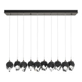 Hubbardton Forge 2023 Dark Smoke Black Crystal (BP) Long Chrysalis 10-Light Small Crystal Pendant