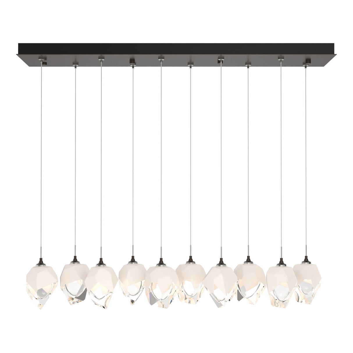 Hubbardton Forge 2023 Oil Rubbed Bronze White Crystal (WP) Long Chrysalis 10-Light Small Crystal Pendant