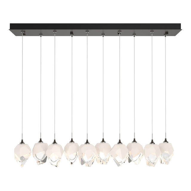 Hubbardton Forge 2023 Oil Rubbed Bronze White Crystal (WP) Long Chrysalis 10-Light Small Crystal Pendant