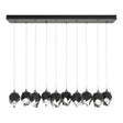 Hubbardton Forge 2023 Natural Iron Black Crystal (BP) Long Chrysalis 10-Light Small Crystal Pendant