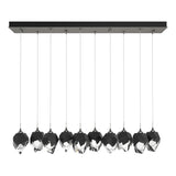 Hubbardton Forge 2023 Natural Iron Black Crystal (BP) Long Chrysalis 10-Light Small Crystal Pendant