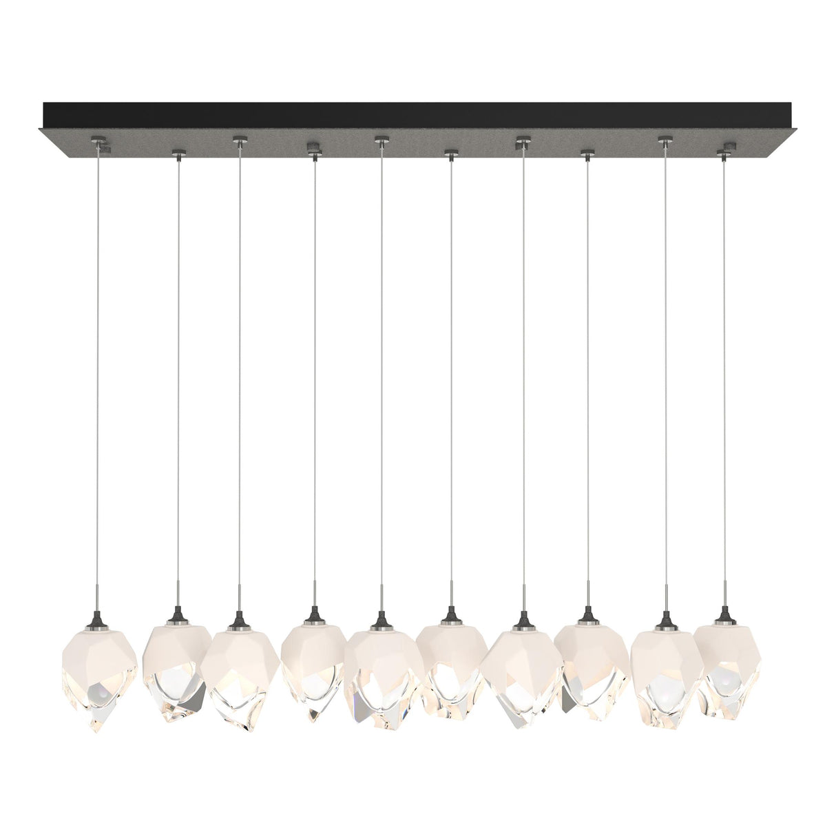 Hubbardton Forge 2023 Natural Iron White Crystal (WP) Long Chrysalis 10-Light Small Crystal Pendant