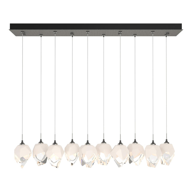 Hubbardton Forge 2023 Natural Iron White Crystal (WP) Long Chrysalis 10-Light Small Crystal Pendant