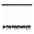 Hubbardton Forge 2023 Vintage Platinum Black Crystal (BP) Long Chrysalis 10-Light Small Crystal Pendant