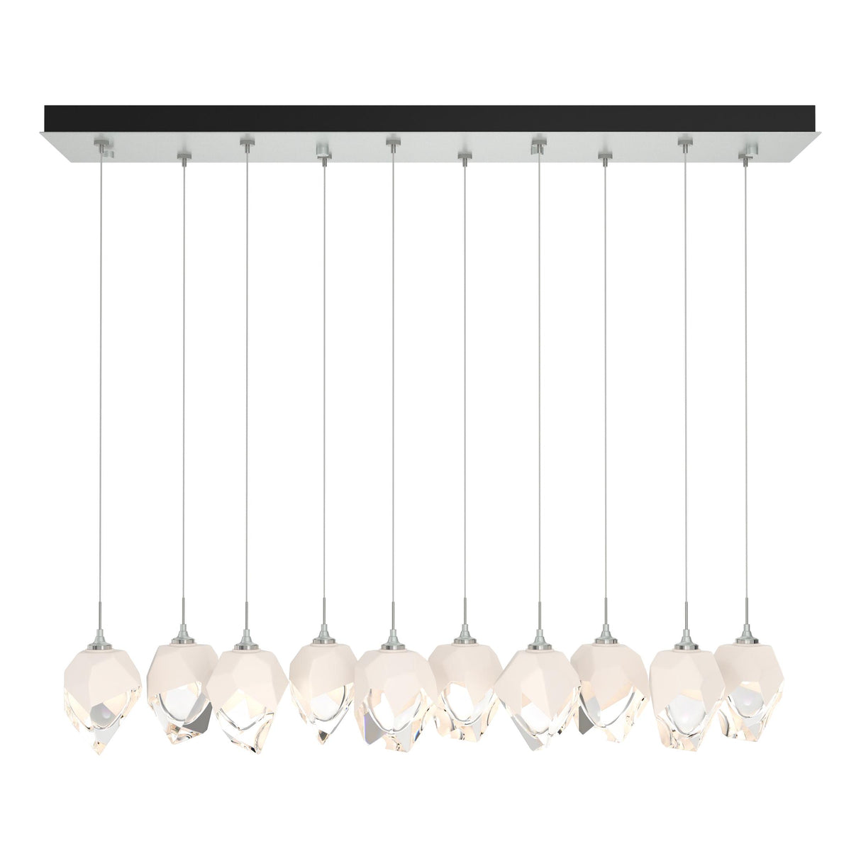 Hubbardton Forge 2023 Vintage Platinum White Crystal (WP) Long Chrysalis 10-Light Small Crystal Pendant