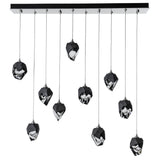 Hubbardton Forge 2023 Sterling Black Crystal (BP) Long Chrysalis 10-Light Small Crystal Pendant