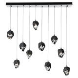 Hubbardton Forge 2023 Sterling Black Crystal (BP) Long Chrysalis 10-Light Small Crystal Pendant