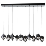 Hubbardton Forge 2023 Sterling Black Crystal (BP) Long Chrysalis 10-Light Small Crystal Pendant