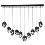 Hubbardton Forge 2023 Sterling Black Crystal (BP) Long Chrysalis 10-Light Small Crystal Pendant