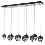 Hubbardton Forge 2023 Sterling Black Crystal (BP) Long Chrysalis 10-Light Small Crystal Pendant