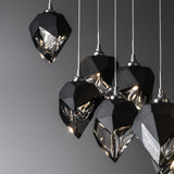 Hubbardton Forge 2023 Sterling Black Crystal (BP) Long Chrysalis 10-Light Small Crystal Pendant