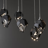 Hubbardton Forge 2023 Sterling Black Crystal (BP) Long Chrysalis 10-Light Small Crystal Pendant