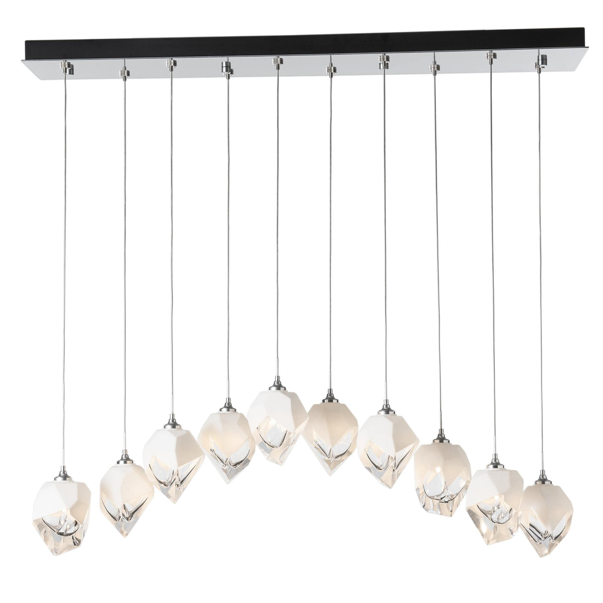 Hubbardton Forge 2023 Sterling White Crystal (WP) Long Chrysalis 10-Light Small Crystal Pendant