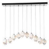 Hubbardton Forge 2023 Sterling White Crystal (WP) Long Chrysalis 10-Light Small Crystal Pendant