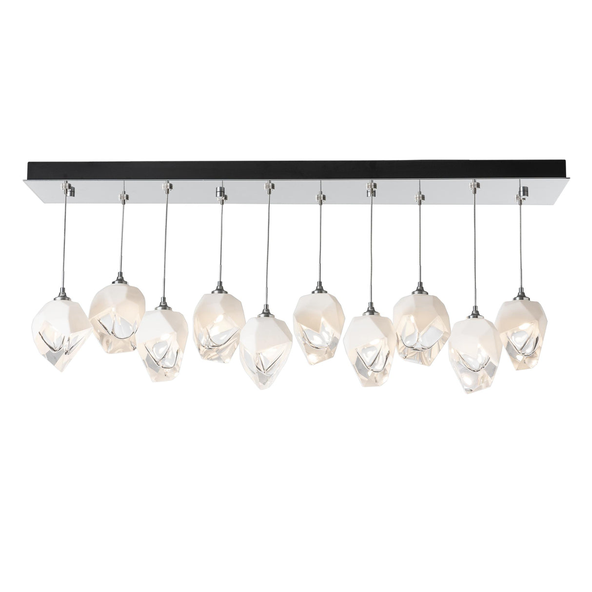 Hubbardton Forge 2023 Sterling White Crystal (WP) Long Chrysalis 10-Light Small Crystal Pendant
