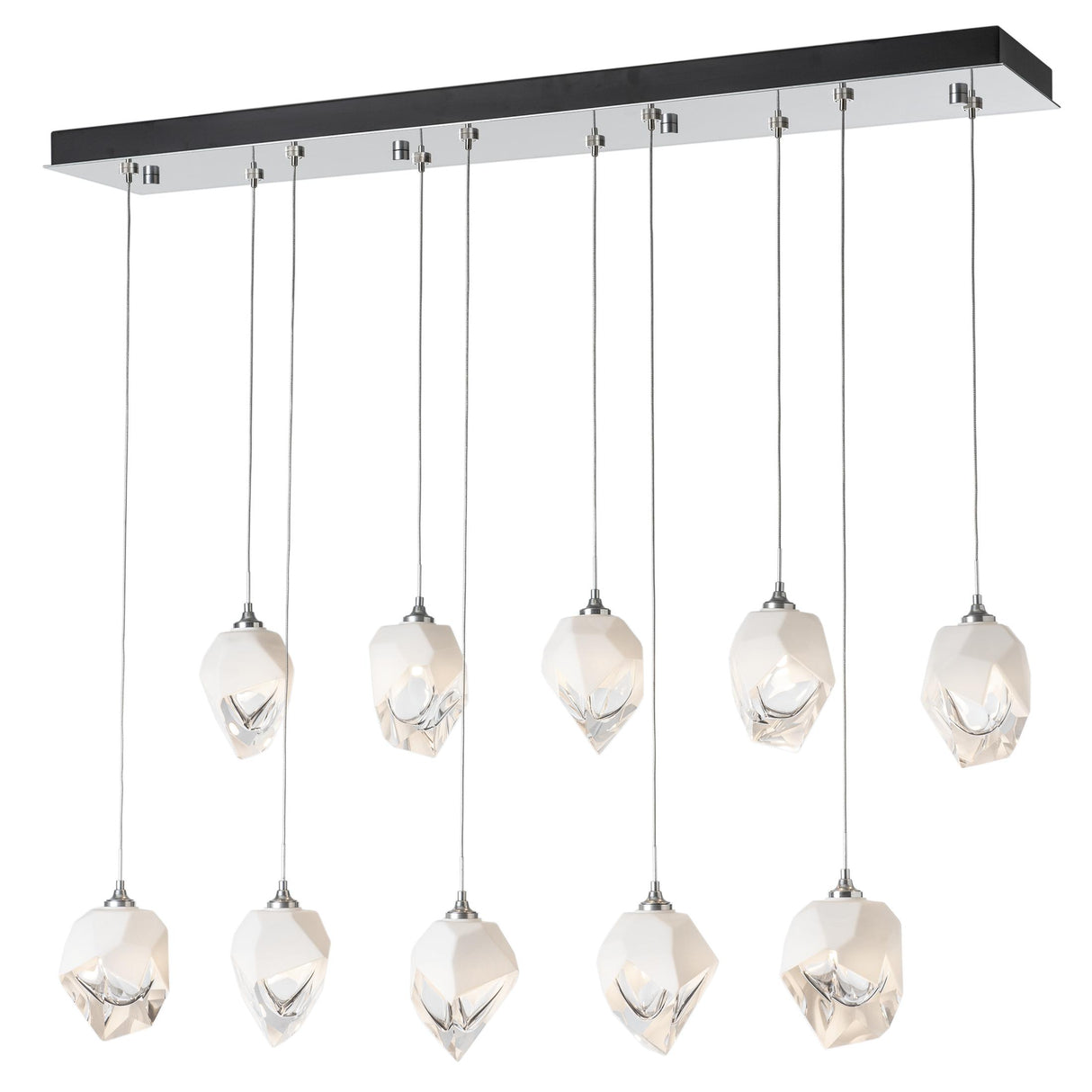 Hubbardton Forge 2023 Sterling White Crystal (WP) Long Chrysalis 10-Light Small Crystal Pendant