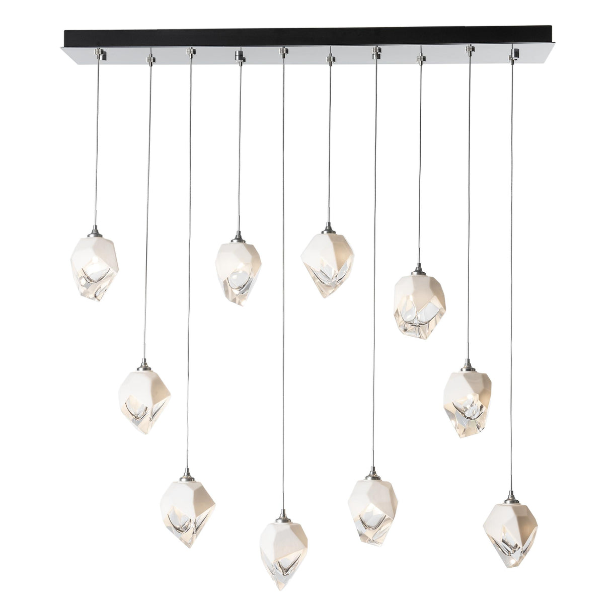 Hubbardton Forge 2023 Sterling White Crystal (WP) Long Chrysalis 10-Light Small Crystal Pendant