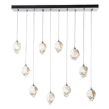 Hubbardton Forge 2023 Sterling White Crystal (WP) Long Chrysalis 10-Light Small Crystal Pendant