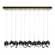 Hubbardton Forge 2023 Modern Brass Black Crystal (BP) Long Chrysalis 10-Light Small Crystal Pendant