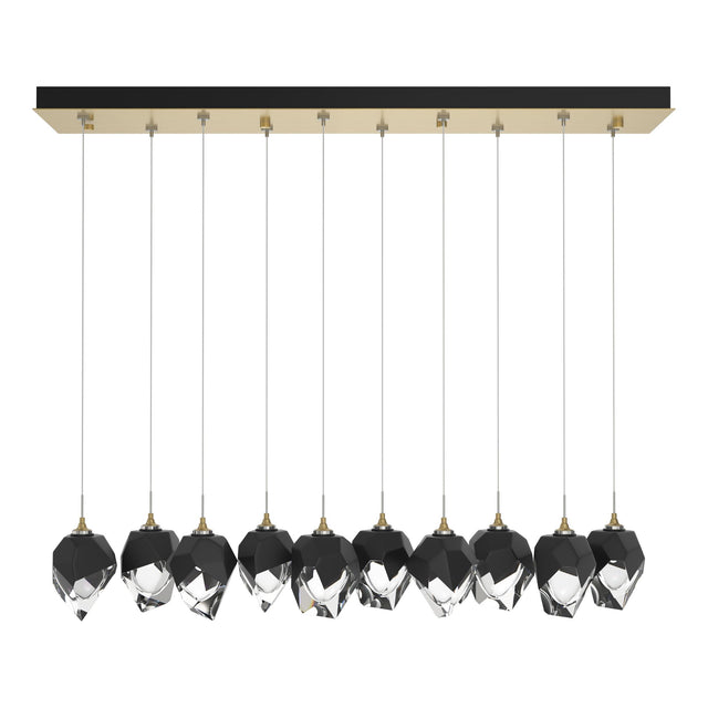 Hubbardton Forge 2023 Modern Brass Black Crystal (BP) Long Chrysalis 10-Light Small Crystal Pendant
