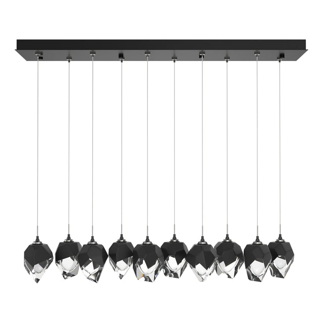 Hubbardton Forge 2023 Ink Black Crystal (BP) Long Chrysalis 10-Light Small Crystal Pendant