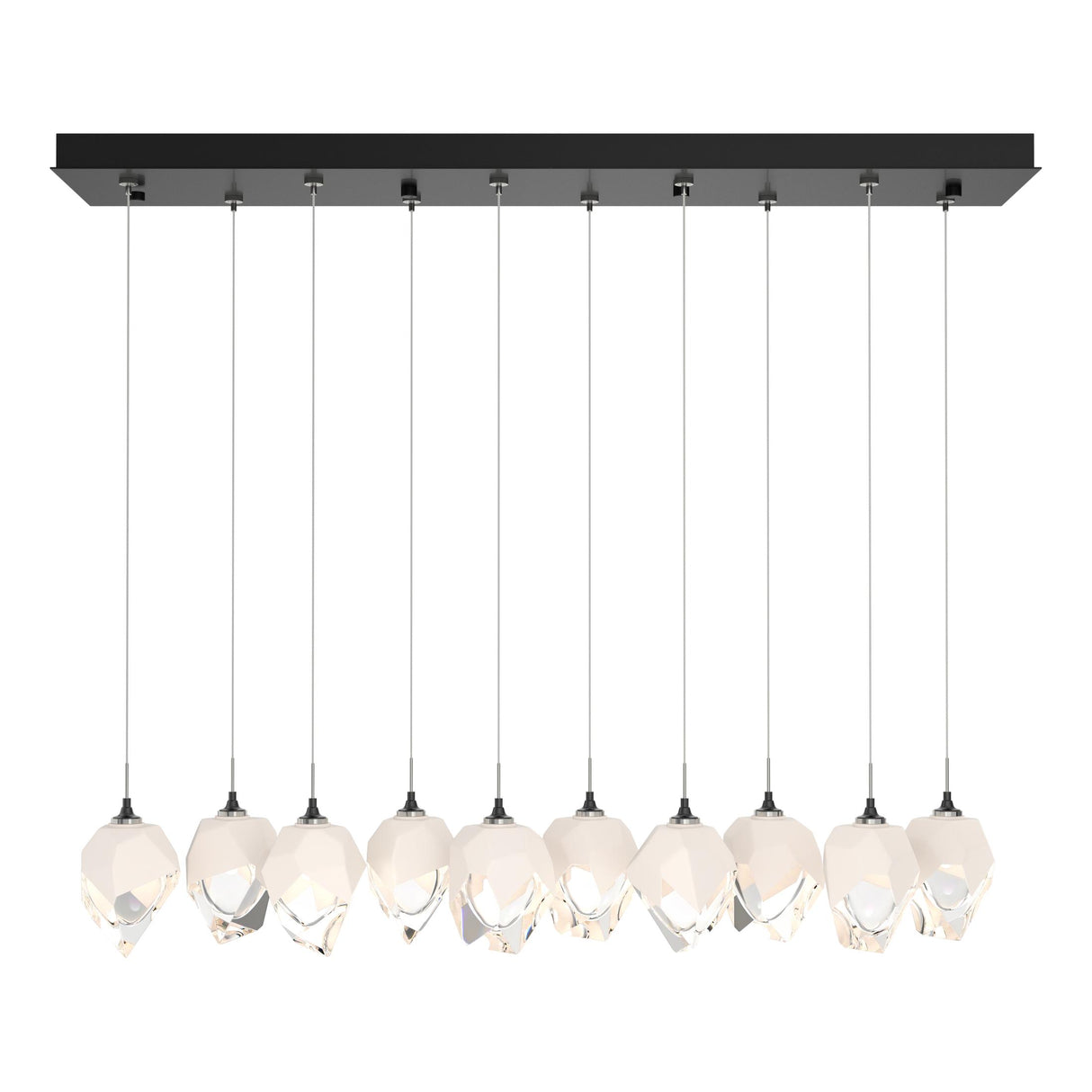 Hubbardton Forge 2023 Ink White Crystal (WP) Long Chrysalis 10-Light Small Crystal Pendant