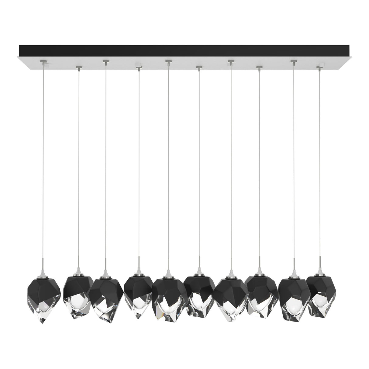 Hubbardton Forge 2023 White Black Crystal (BP) Standard Chrysalis 10-Light Small Crystal Pendant