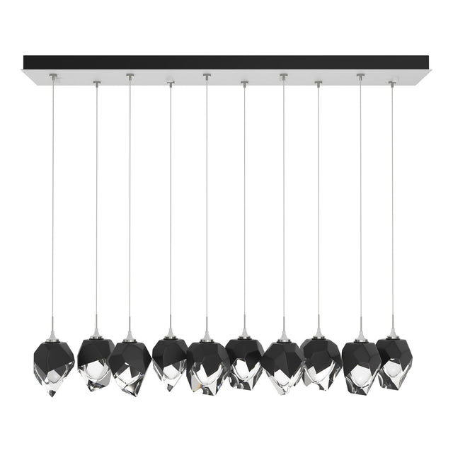Hubbardton Forge 2023 White Black Crystal (BP) Standard Chrysalis 10-Light Small Crystal Pendant